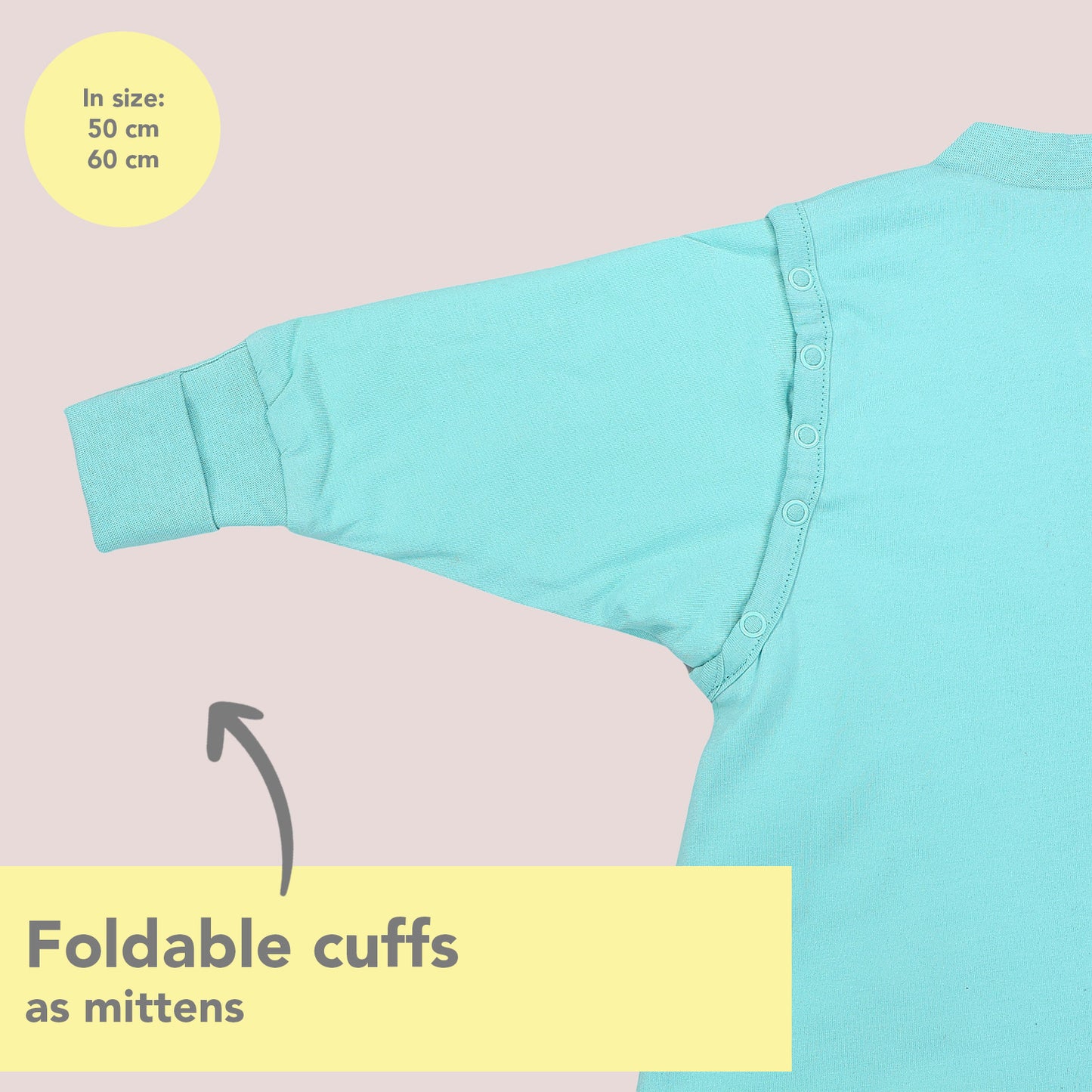 Sleeping Bag with Feet Foldable Feet Covers & Sleeves - 1.0 TOG_Aqua_Cuffs_1200