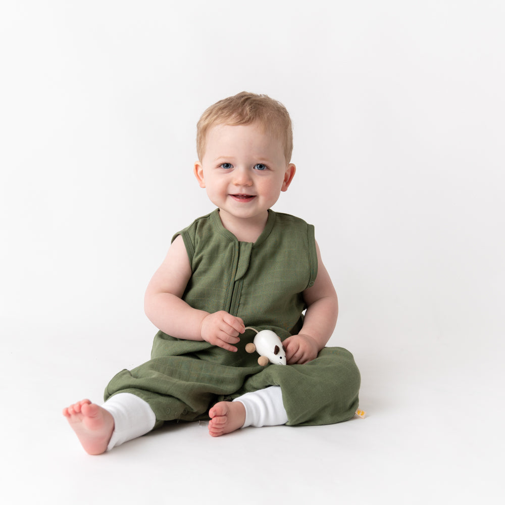 Muslin Sleeping Bag with Feet - 0.5 Tog_Olive_9_422
