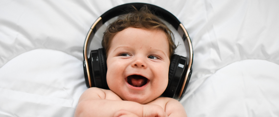 baby wearing headphones