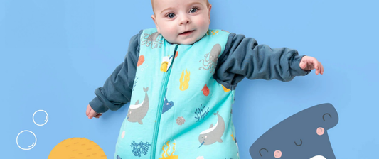 baby in blue under the sea baby sleeping bag