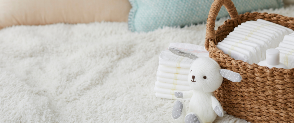 nappy basket and little white teddy