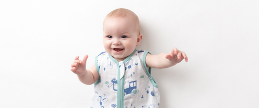 baby in a digger white baby sleeping bag