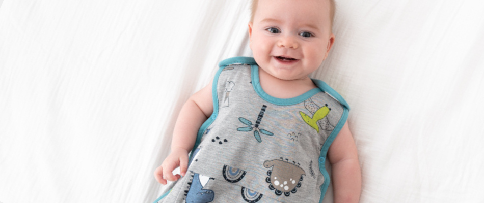 baby in dinosaur baby sleeping bag