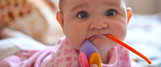 baby with toy in mouth