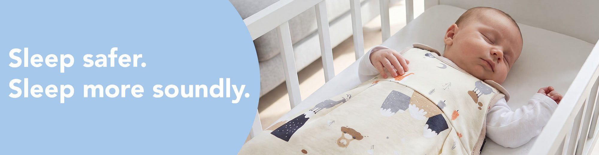 Baby in a Slumbersac Newborn Sleeping Bag for a safe night’s sleep