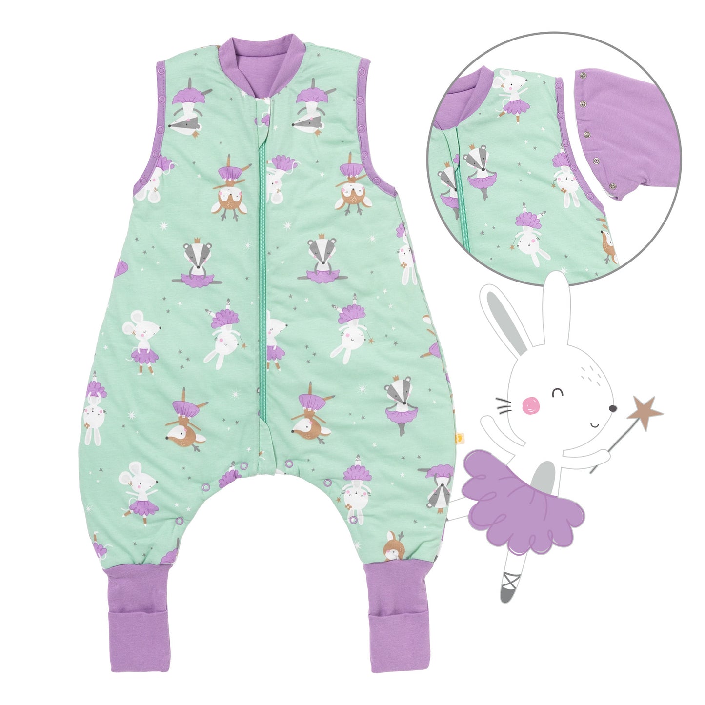 Sleeping Bag with Feet Foldable Feet Covers & Sleeves - 1.0 TOG_Ballerina_Front with armhole_1182