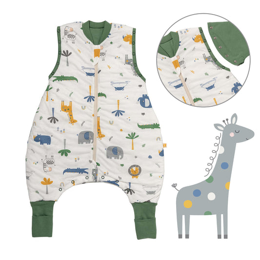 Sleeping Bag with Feet Foldable Feet Covers & Sleeves - 1.0 TOG_Jungle_Front with armhole_1182