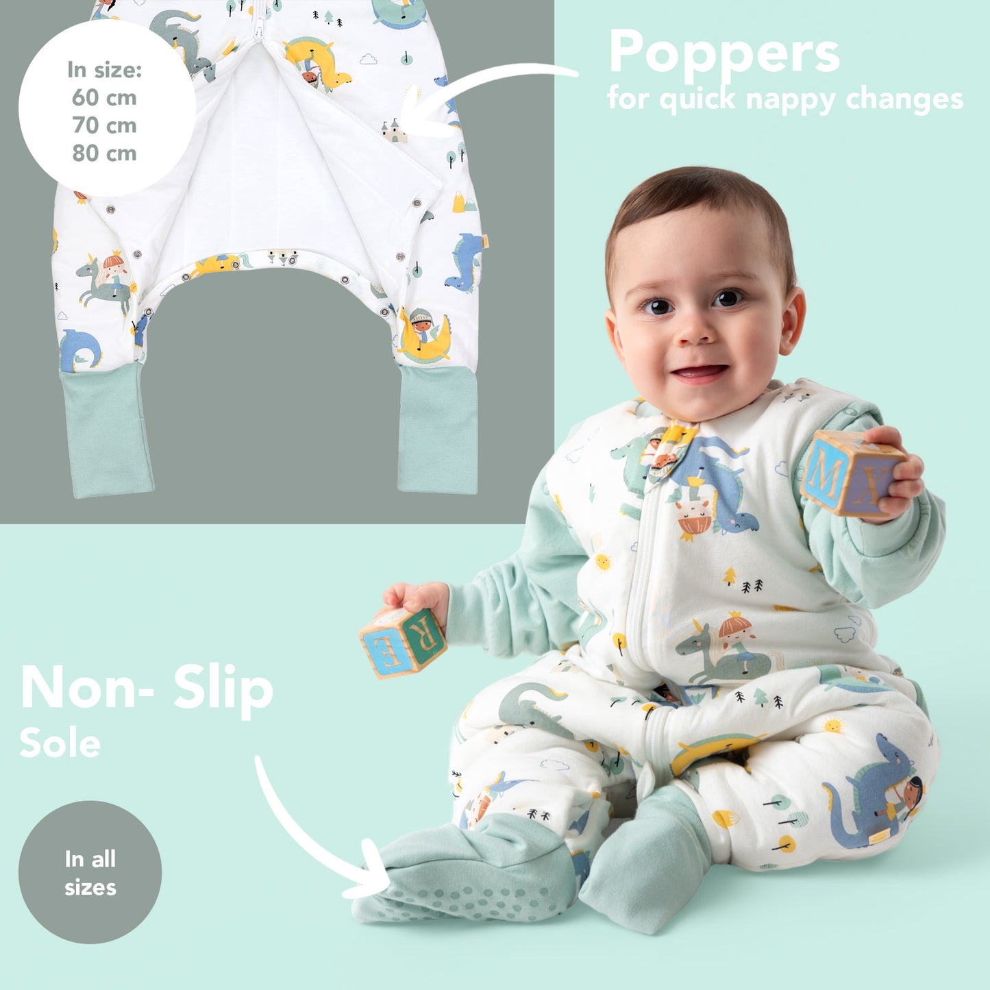 Sleeping Bag with Feet Foldable Feet Covers & Sleeves - 1.0 TOG_Fantasia_foot area_1182