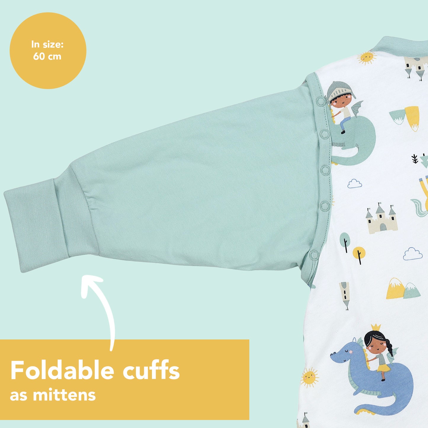 Sleeping Bag with Feet Foldable Feet Covers & Sleeves - 1.0 TOG_Fantasia_Cuffs_1182