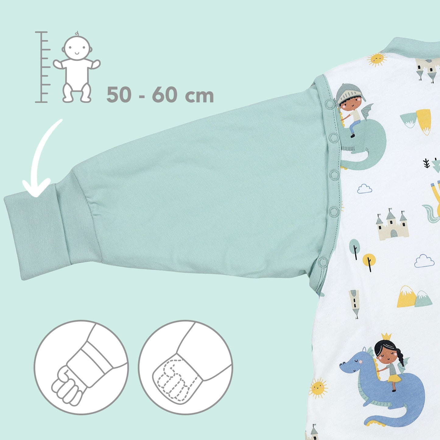Sleeping Bag with Feet Foldable Feet Covers & Sleeves - 1.0 TOG_Fantasia_sleeve area_1182