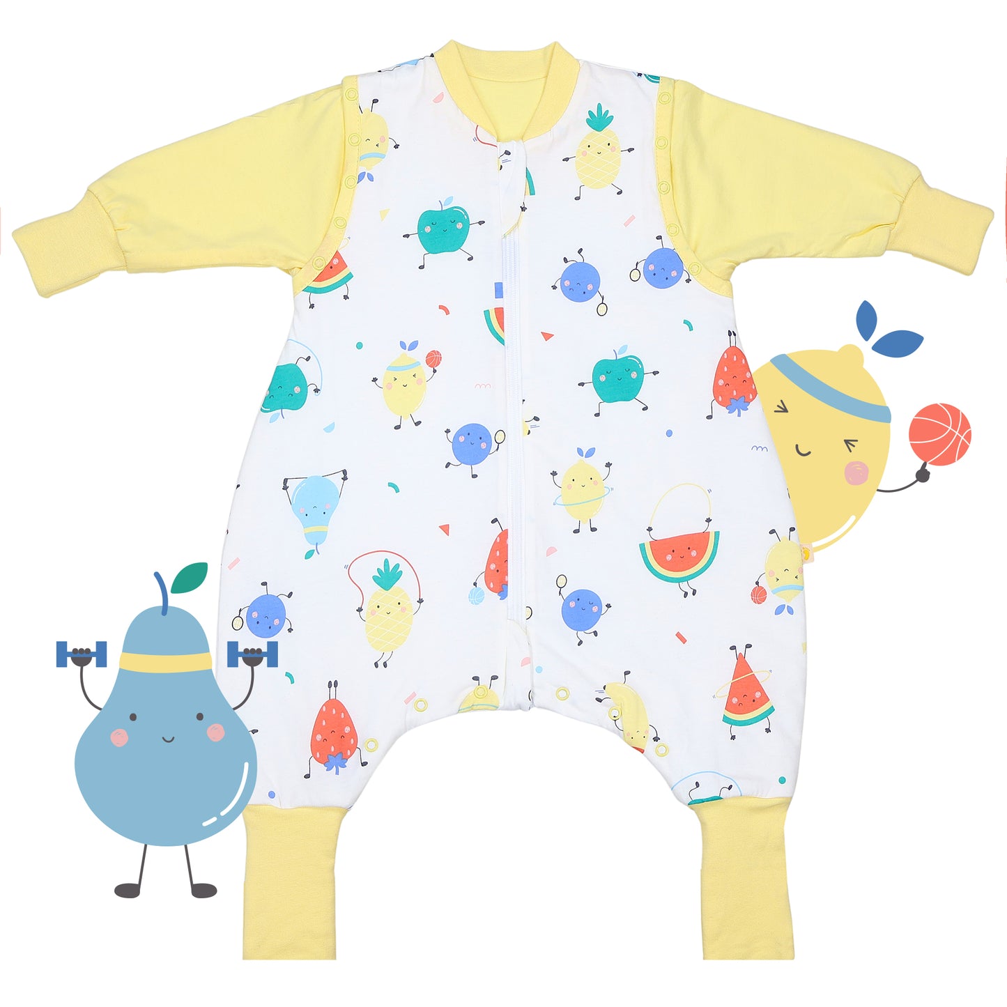 Sleeping Bag with Feet Foldable Feet Covers & Sleeves - 1.0 TOG_Sporty Fruit_front_1182