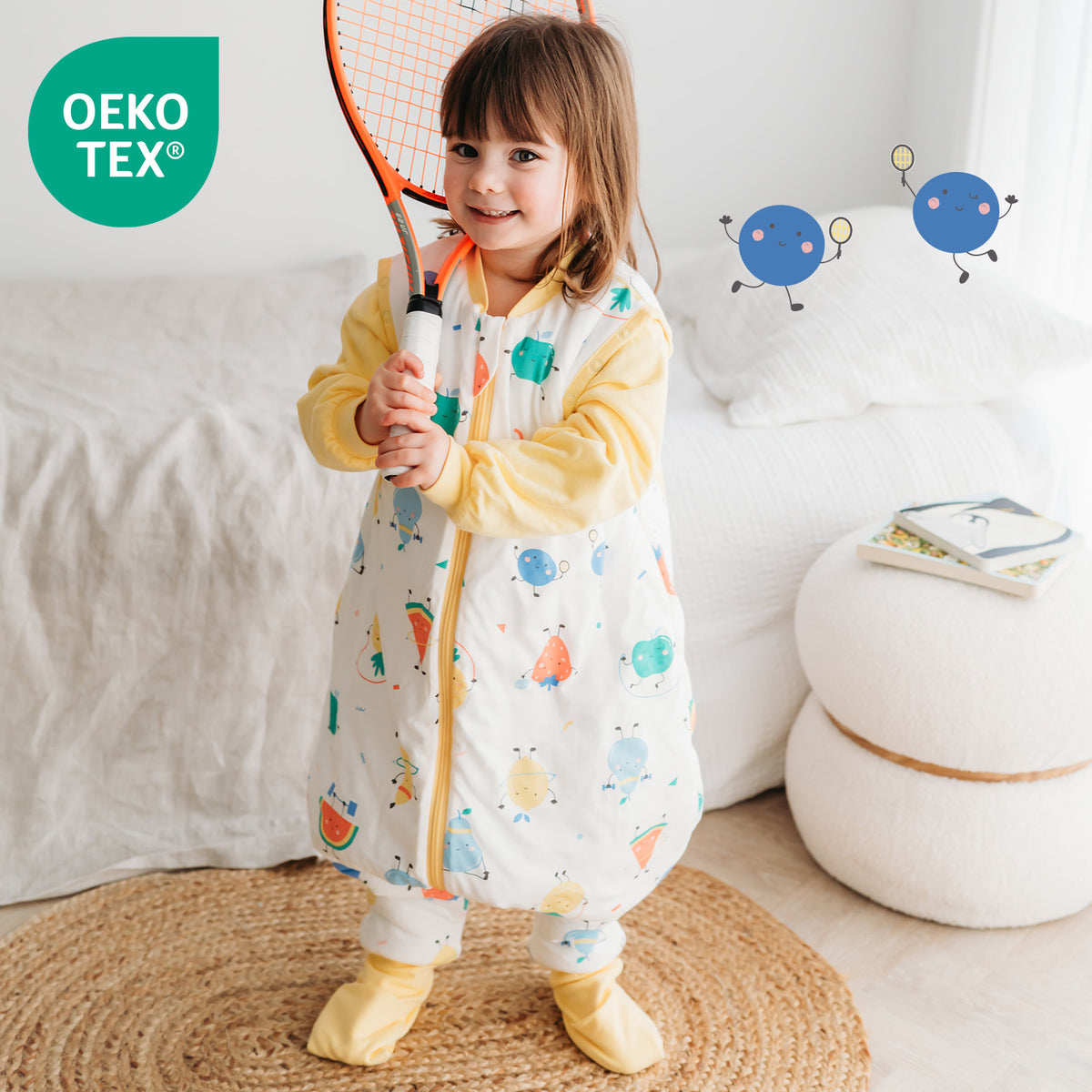 Sleeping Bag with Feet Foldable Feet Covers & Sleeves - 1.0 TOG_Sporty Fruit_OEKOTEX_1182