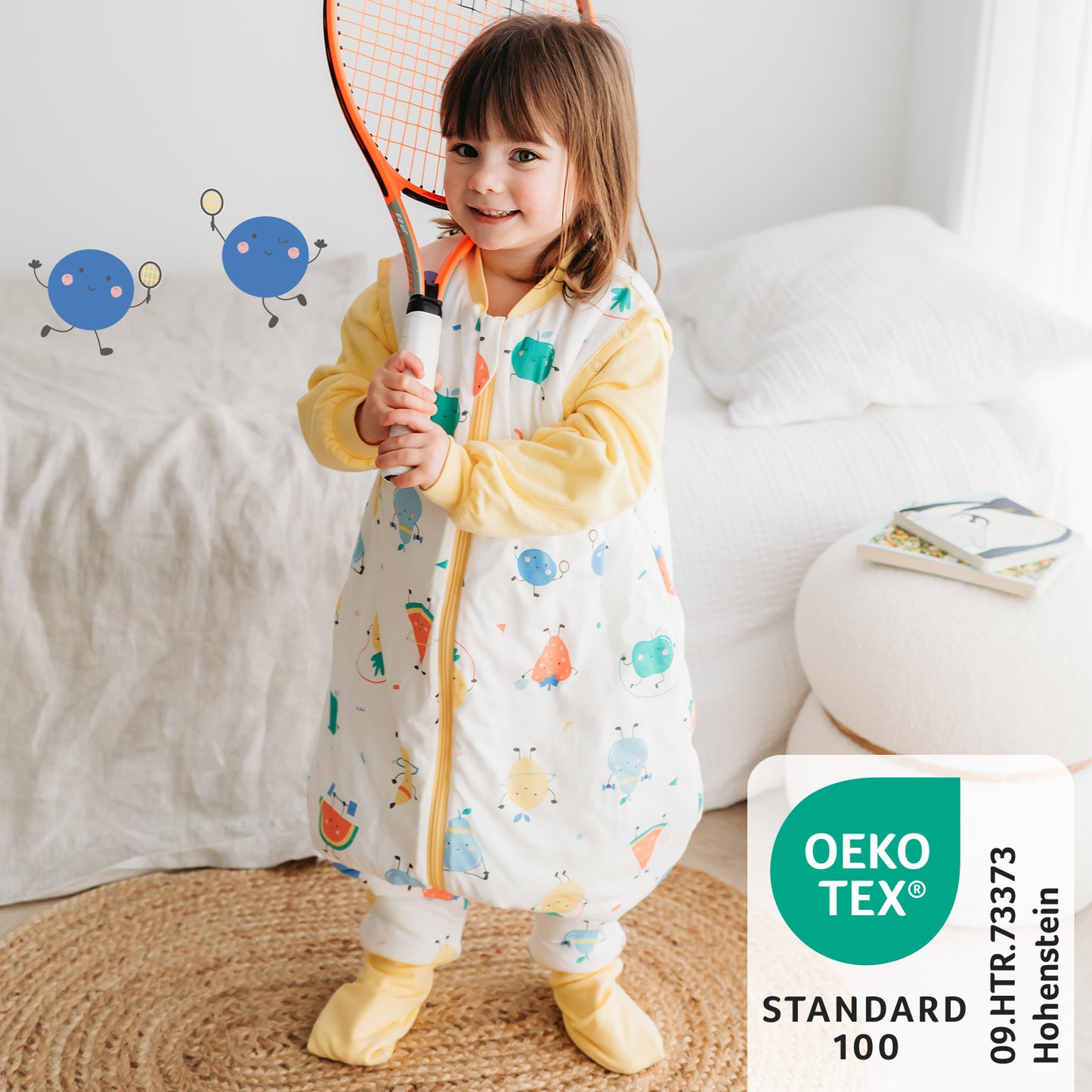 Sleeping Bag with Feet Foldable Feet Covers & Sleeves - 1.0 TOG_Sporty Fruit_OEKOTEX_1182