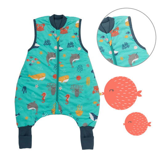 Sleeping Bag with Feet Foldable Feet Covers & Sleeves - 1.0 TOG_Under the Sea_Front with armhole_1182