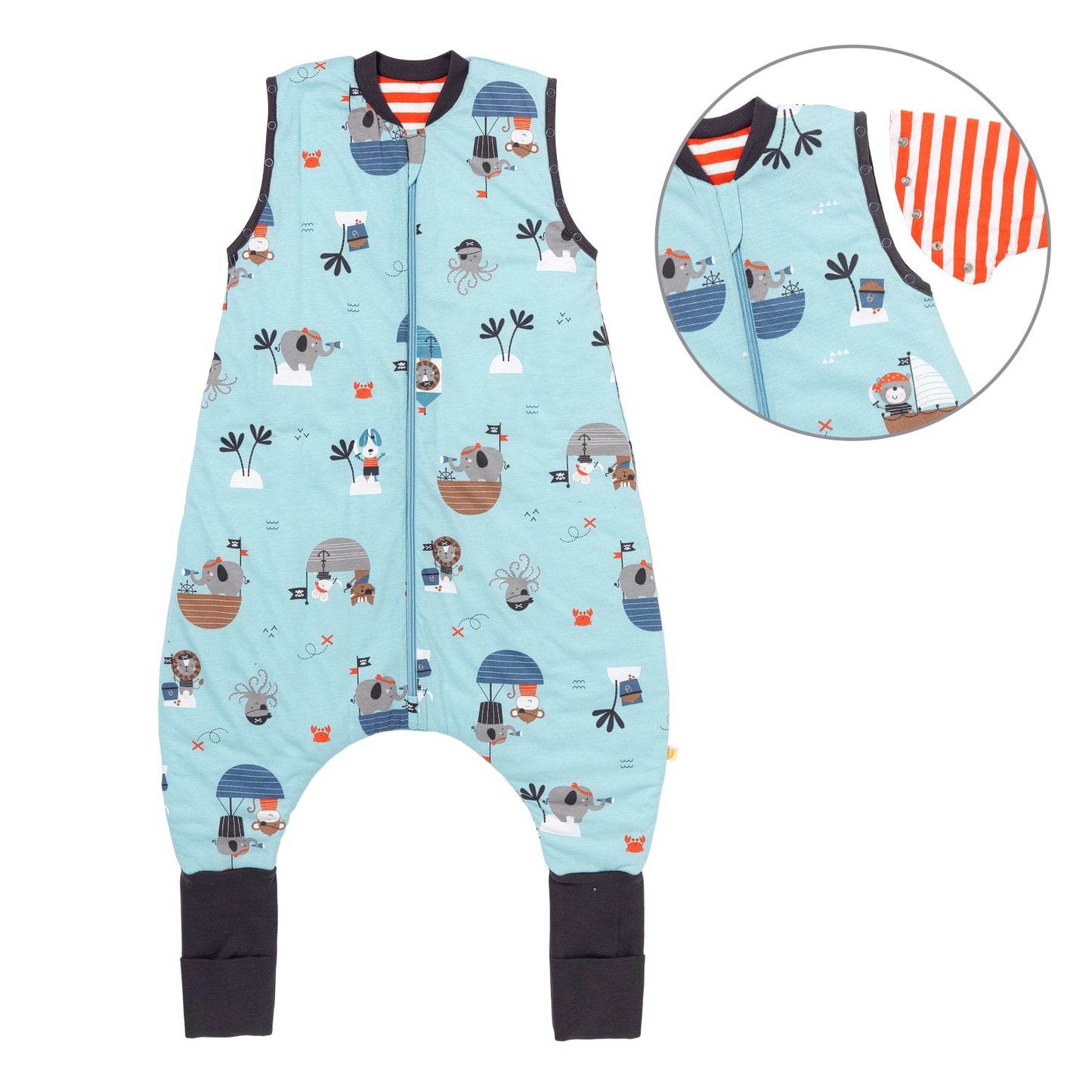 Sleeping Bag with Feet Foldable Feet Covers & Sleeves - 1.0 TOG_Pirate_Front with armhole_1182