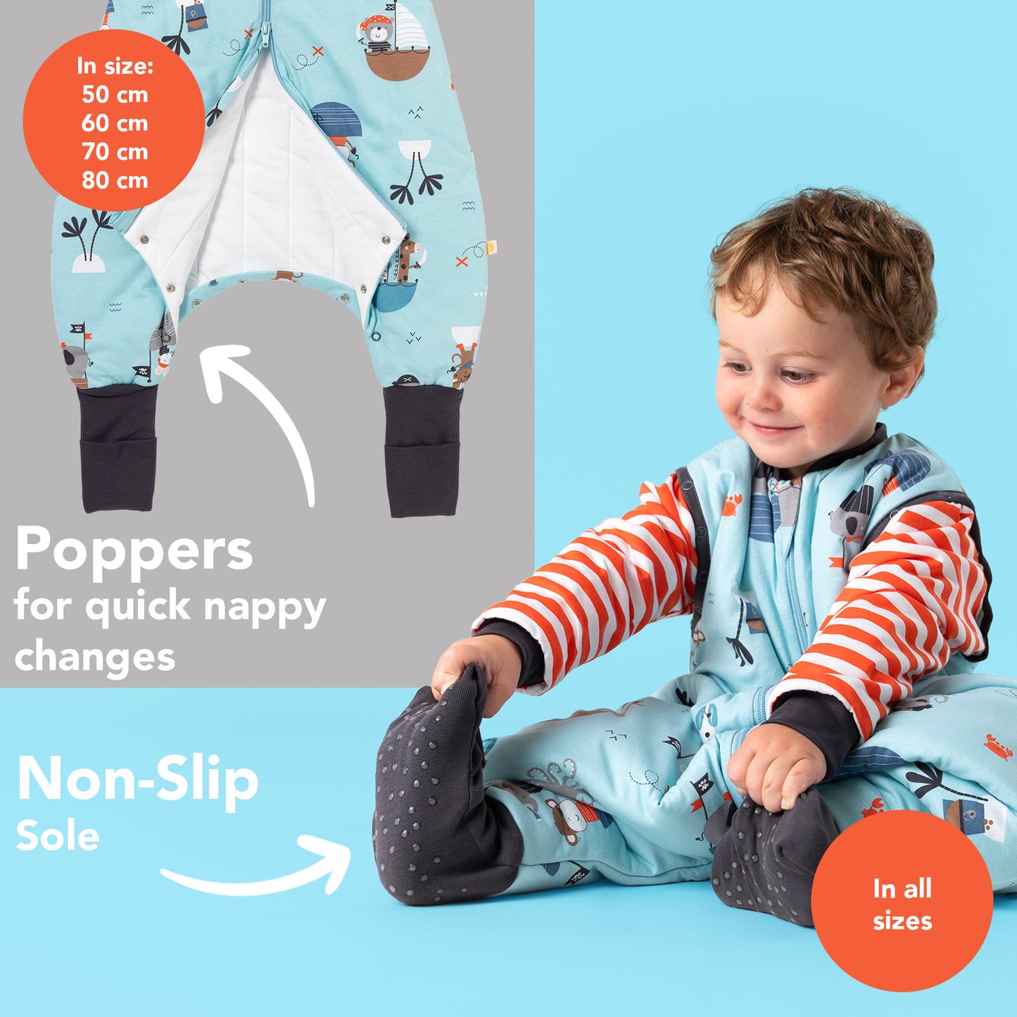 Sleeping Bag with Feet Foldable Feet Covers & Sleeves - 1.0 TOG_Pirate_foot area_1182