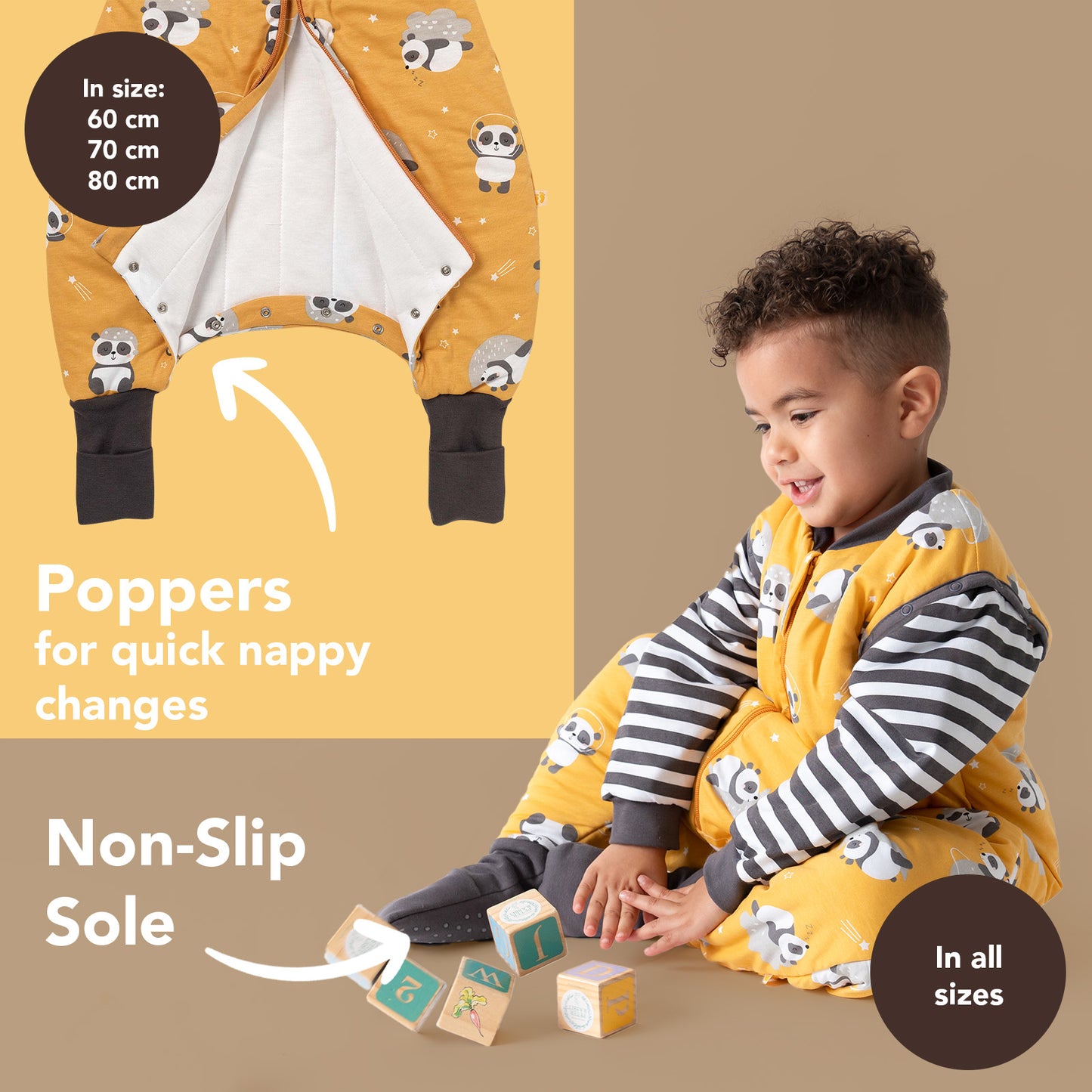 Sleeping Bag with Feet Foldable Feet Covers & Sleeves - 1.0 TOG_Panda_foot area_1182