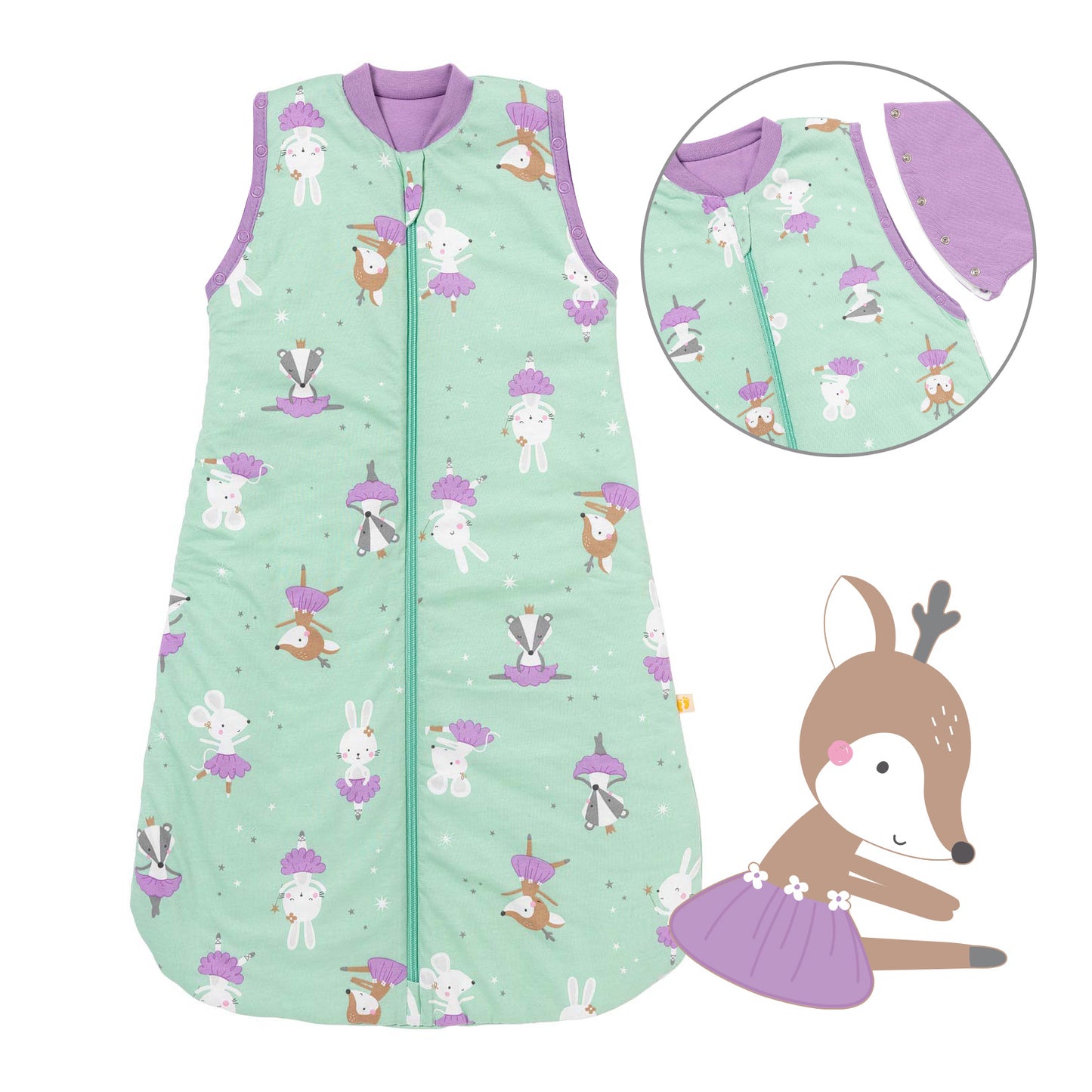 Baby Sleeping Bag - 1.0 TOG_Ballerina_Front with armhole_1187