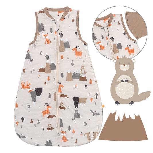 Baby Sleeping Bag - 1.0 TOG_Mountain Animals_Front with armhole_1187