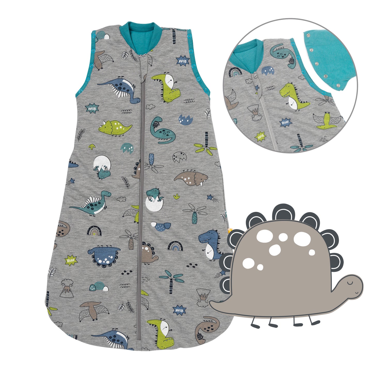 Baby Sleeping Bag - 1.0 TOG_Dino_Front with armhole_1187