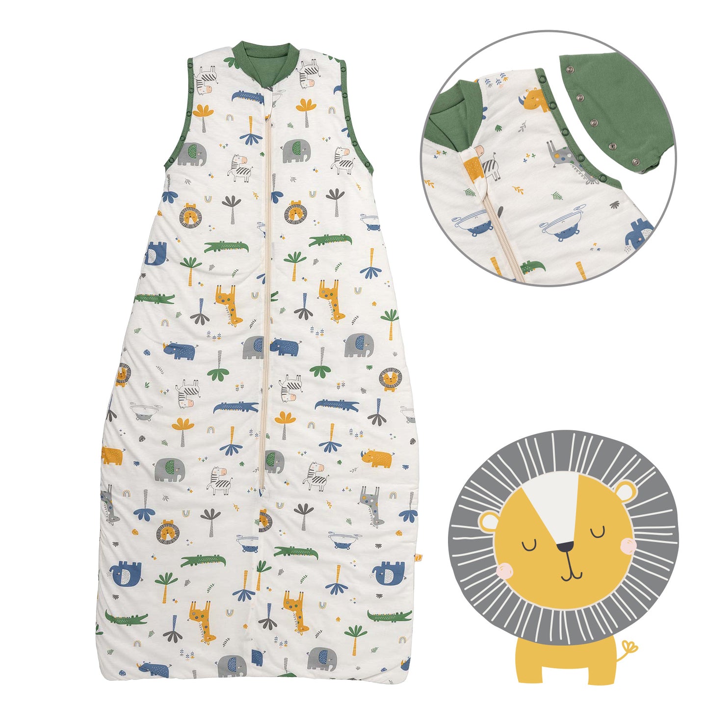 Baby Sleeping Bag - 1.0 TOG_Jungle_Front with armhole_1187