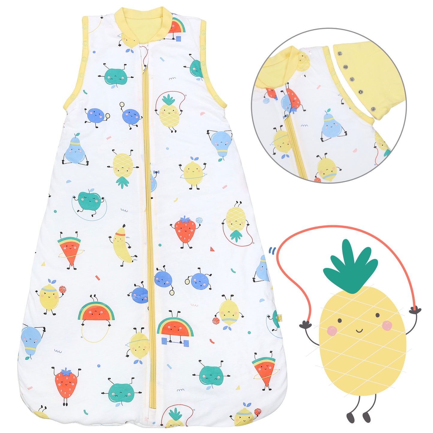 Baby Sleeping Bag - 1.0 TOG_Sporty Fruit_Front with armhole_1187