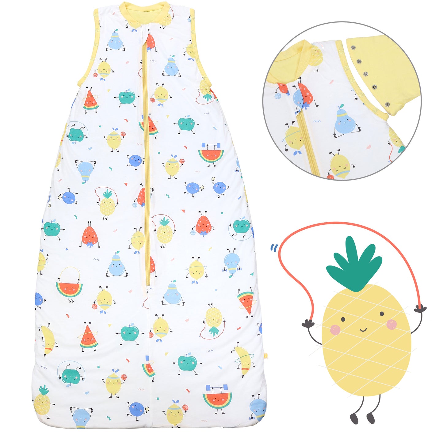 Baby Sleeping Bag - 1.0 TOG_Sporty Fruit_Front with armhole_1187