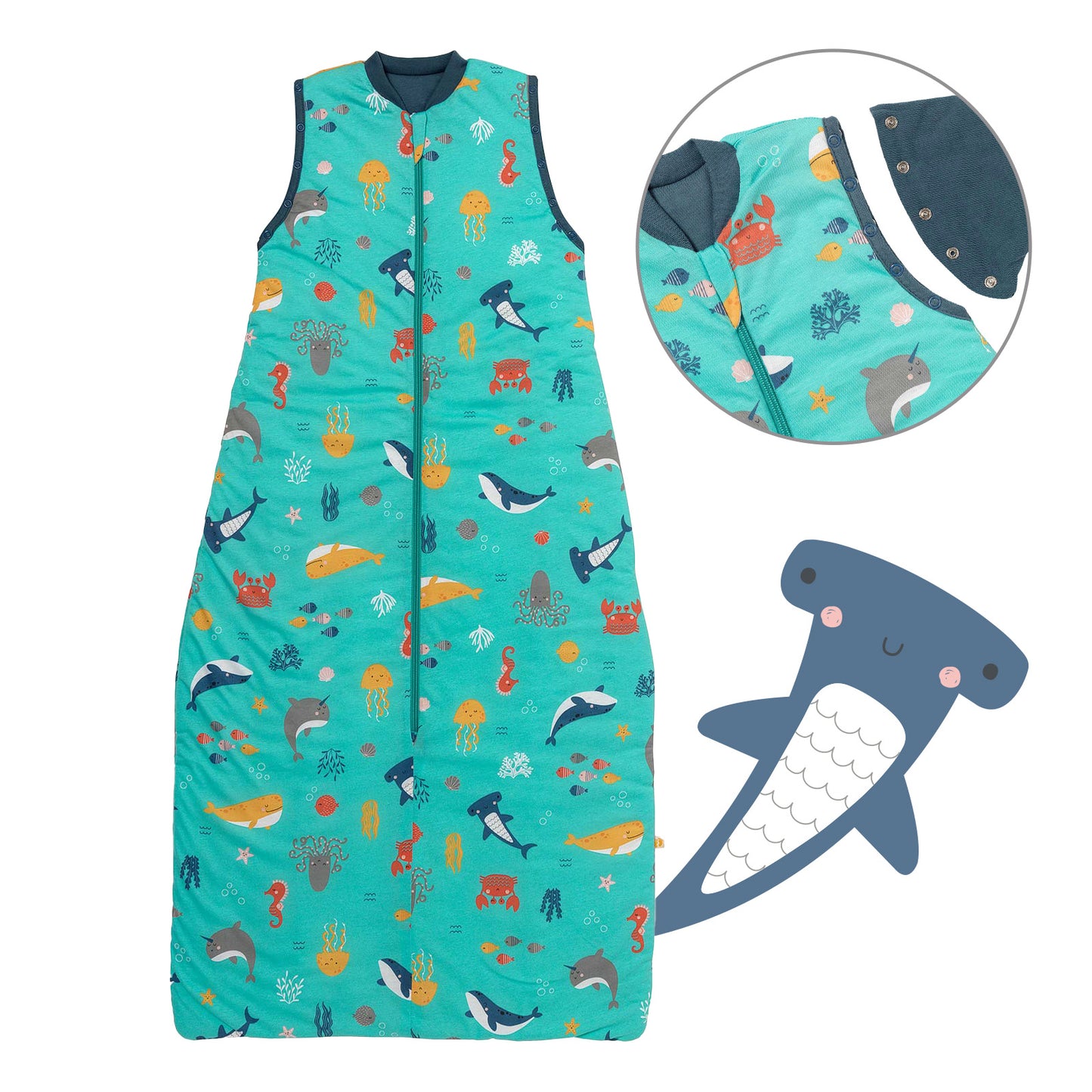 Baby Sleeping Bag - 1.0 TOG_Under the Sea_Front with armhole_1187