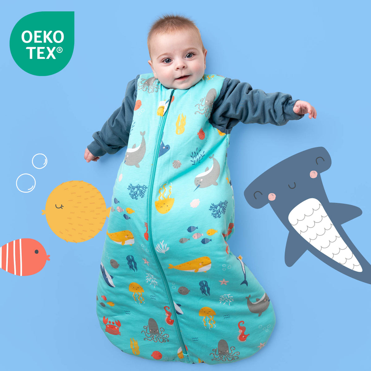 Baby Sleeping Bag - 1.0 TOG_Under the Sea_OEKOTEX_1187
