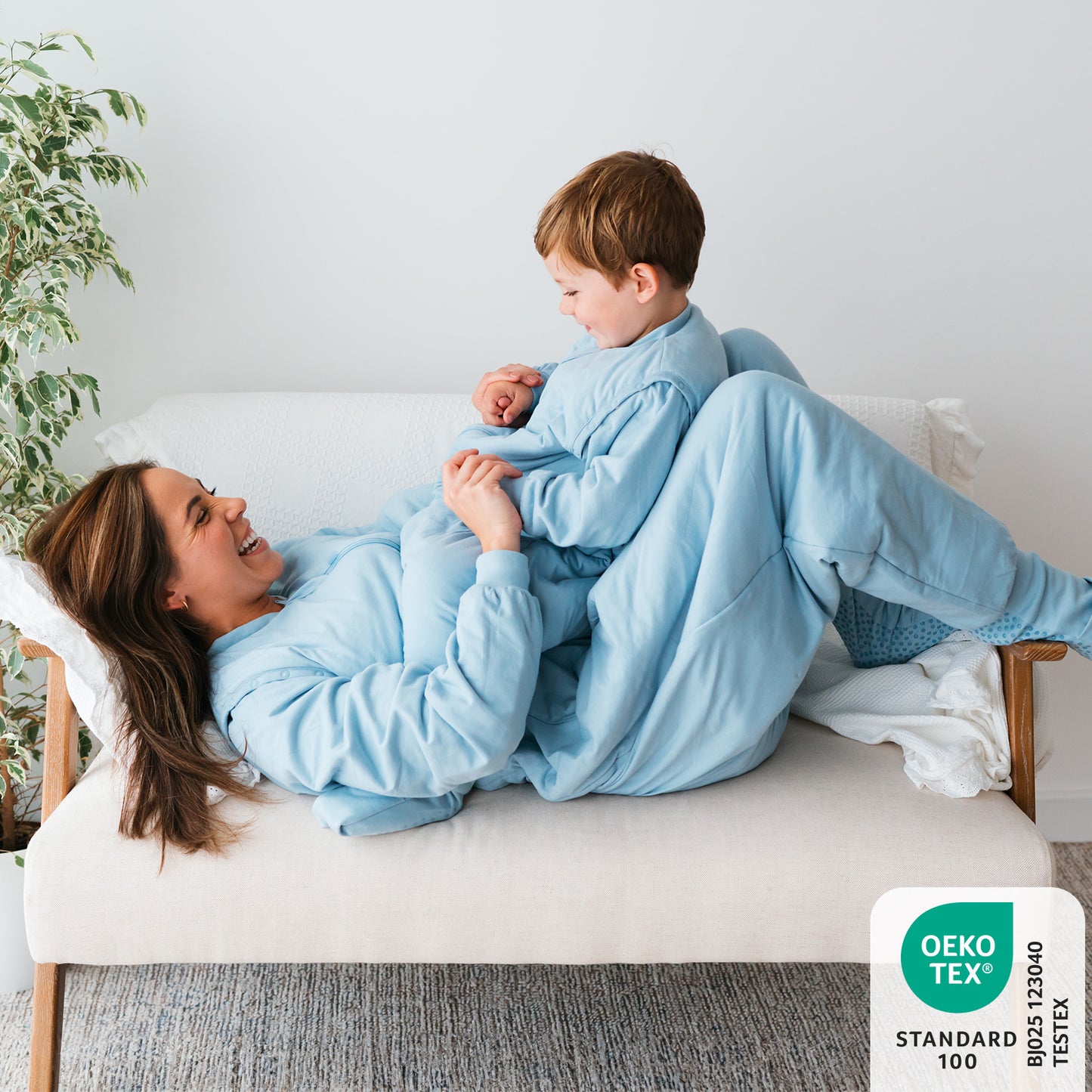 Adult Sleeping Bag with Feet & Detachable Sleeves - 1.0 TOG_Powder Blue_OEKOTEX_1190