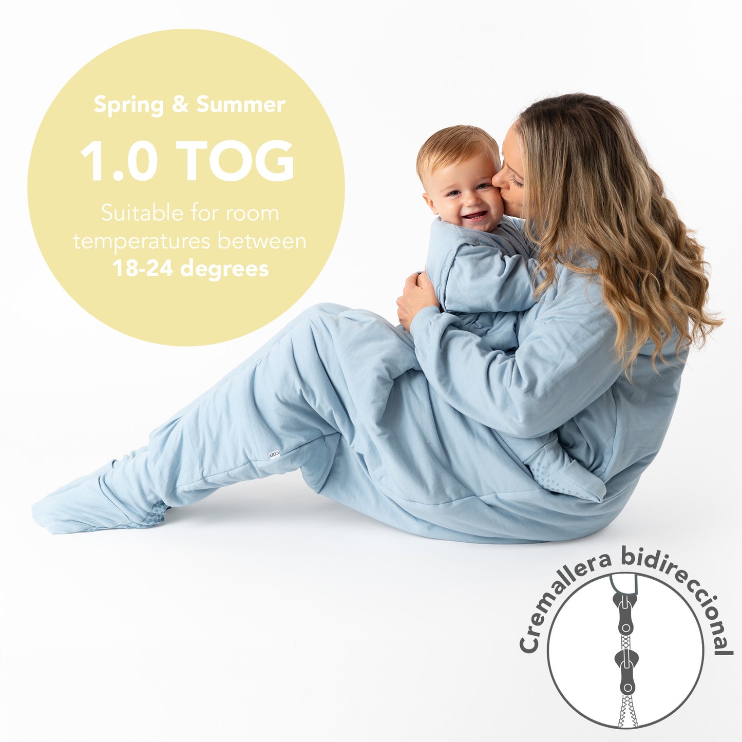 Adult Sleeping Bag with Feet & Detachable Sleeves - 1.0 TOG_Powder Blue_TOG_1190