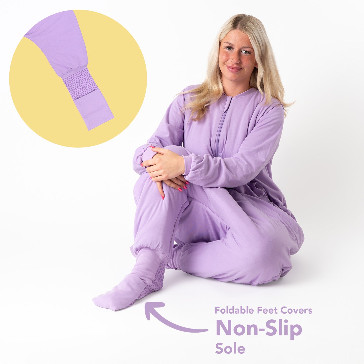 Adult Sleeping Bag with Feet & Detachable Sleeves - 1.0 TOG_Lilac_foot area_1190