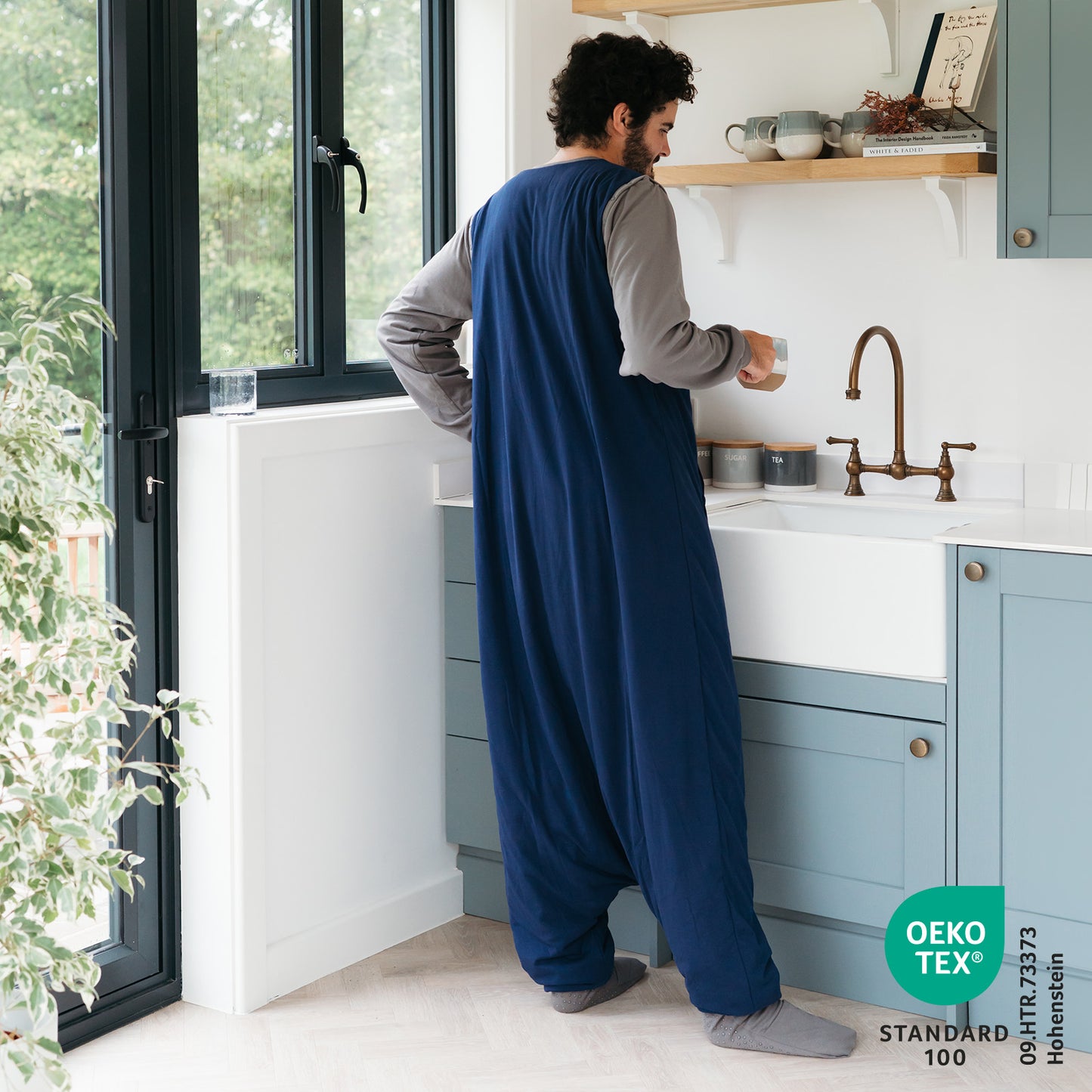 Adult Sleeping Bag with Feet & Detachable Sleeves - 1.0 TOG_Navy Grey_1190_2