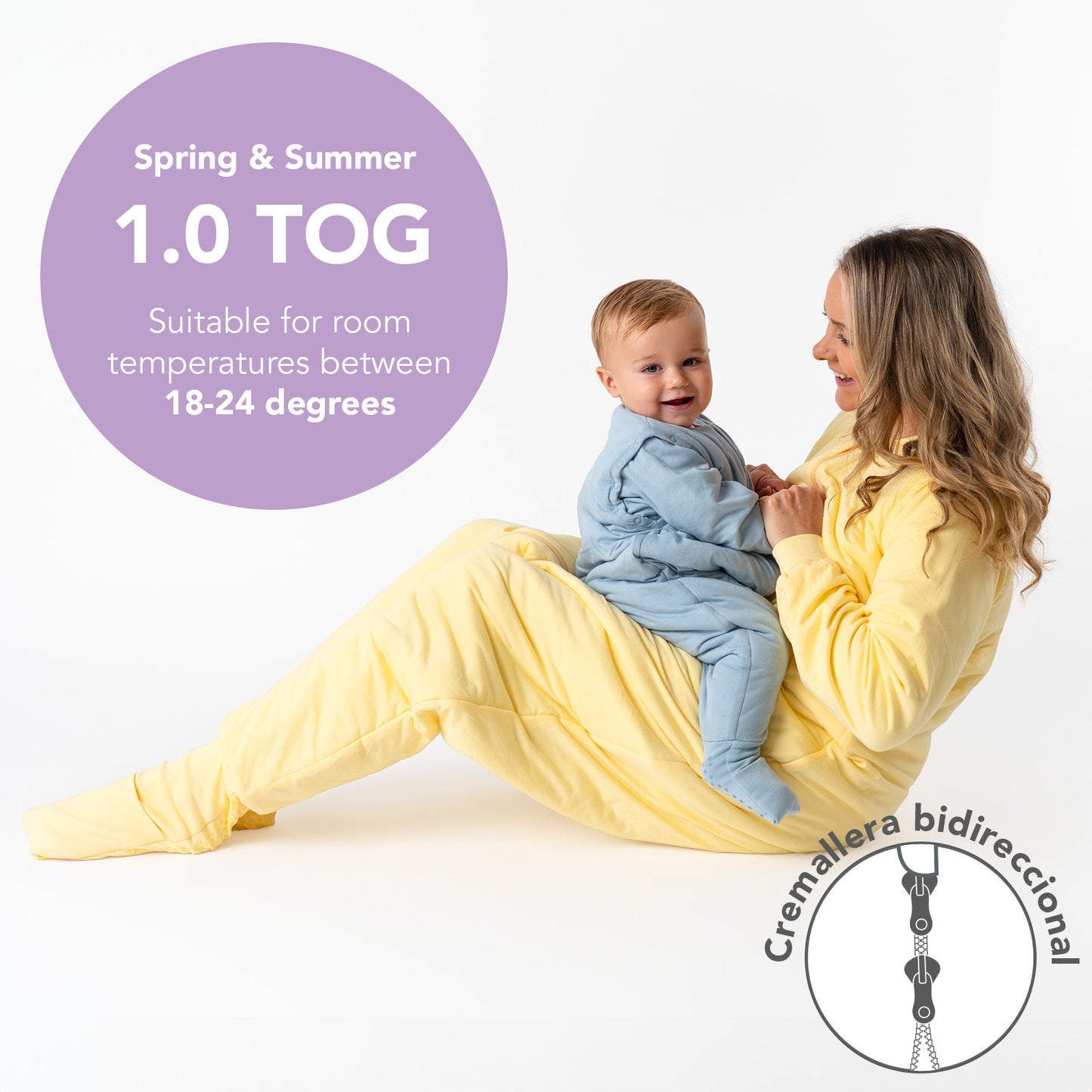 Adult Sleeping Bag with Feet & Detachable Sleeves - 1.0 TOG_Soft Yellow_TOG_1190