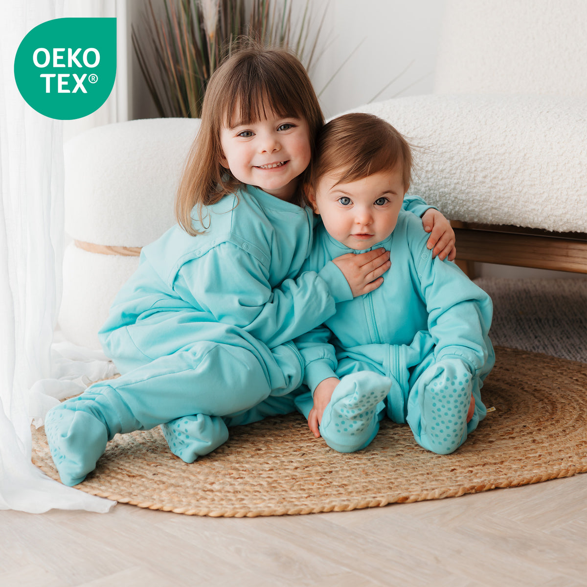 Sleeping Bag with Feet Foldable Feet Covers & Sleeves - 1.0 TOG_Aqua_OEKOTEX_1200