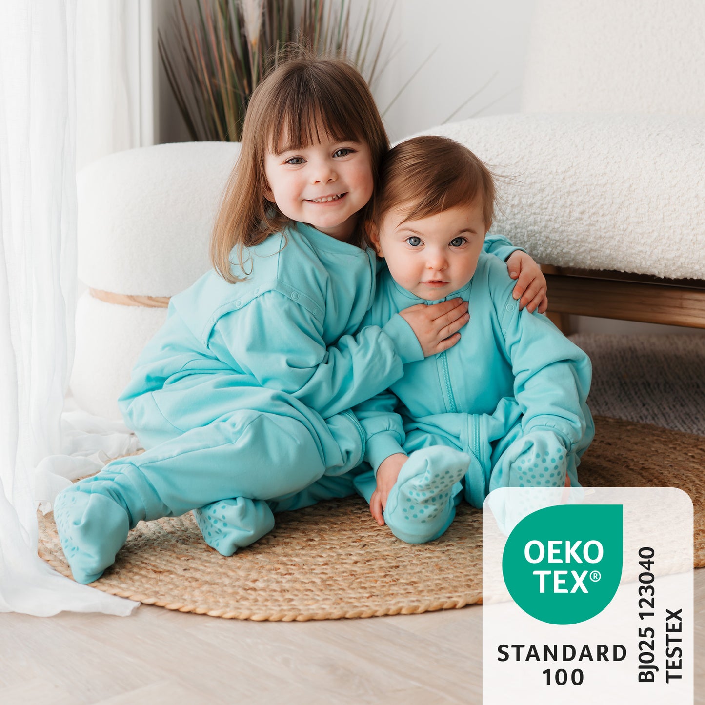 Sleeping Bag with Feet Foldable Feet Covers & Sleeves - 1.0 TOG_Aqua_OEKOTEX_1200