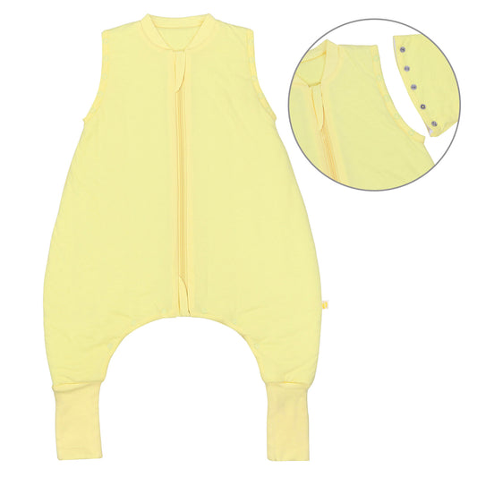 Sleeping Bag with Feet Foldable Feet Covers & Sleeves - 1.0 TOG_Soft Yellow_Front with armhole_1200