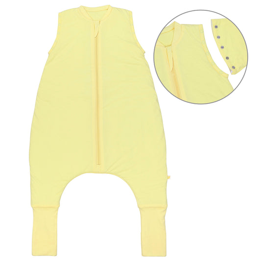 Sleeping Bag with Feet Foldable Feet Covers & Sleeves - 1.0 TOG_Soft Yellow_Front with armhole_1200