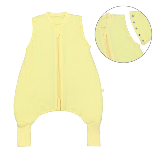 Sleeping Bag with Feet Foldable Feet Covers & Sleeves - 1.0 TOG_Soft Yellow_Front with armhole_1200