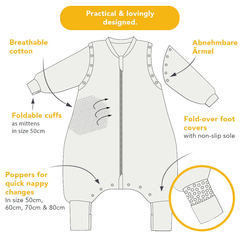 Sleeping Bag with Feet & Foldable Feet Covers - 2.5 TOG