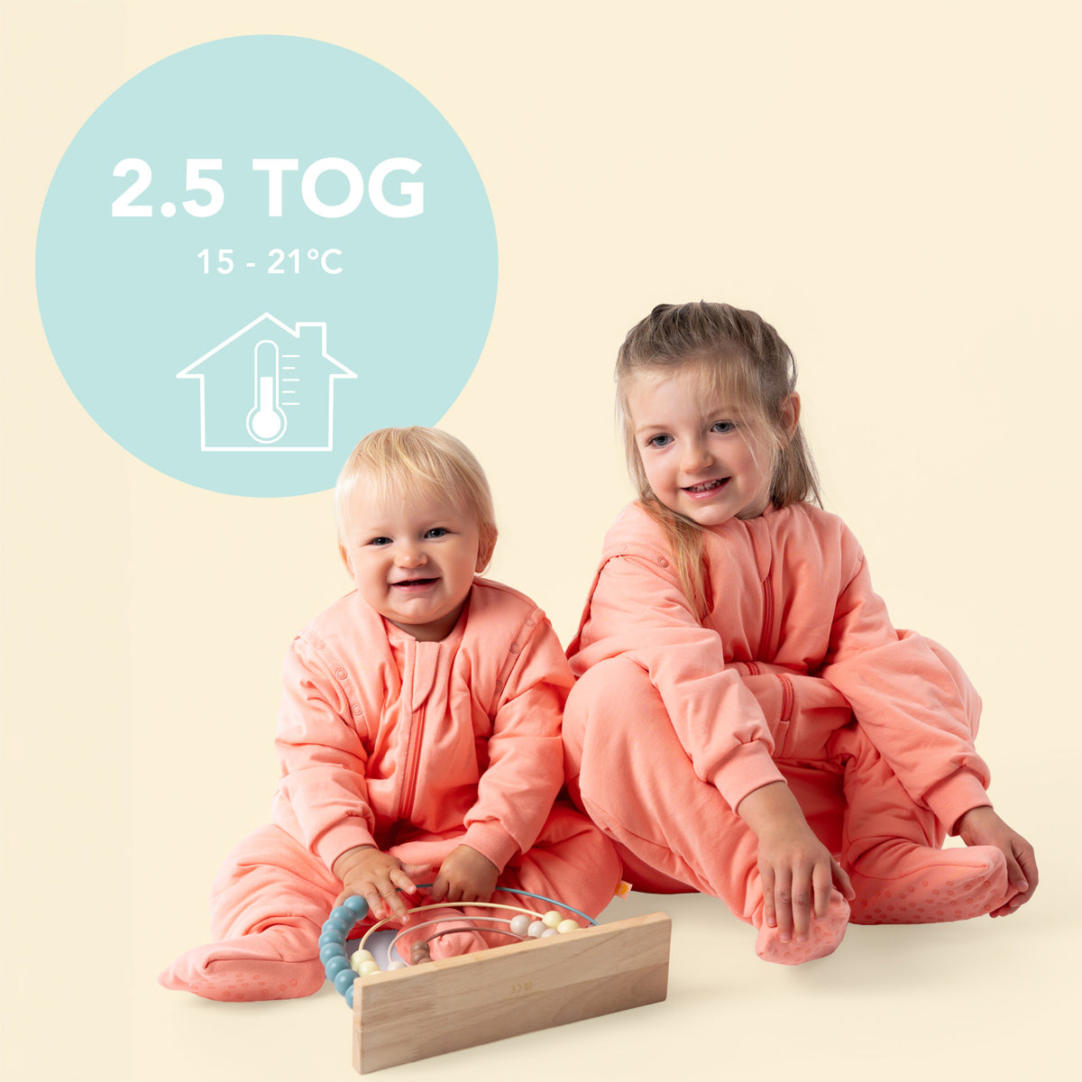 Sleeping Bag with Feet & Foldable Feet Covers - 2.5 TOG_Peach_TOG_1202