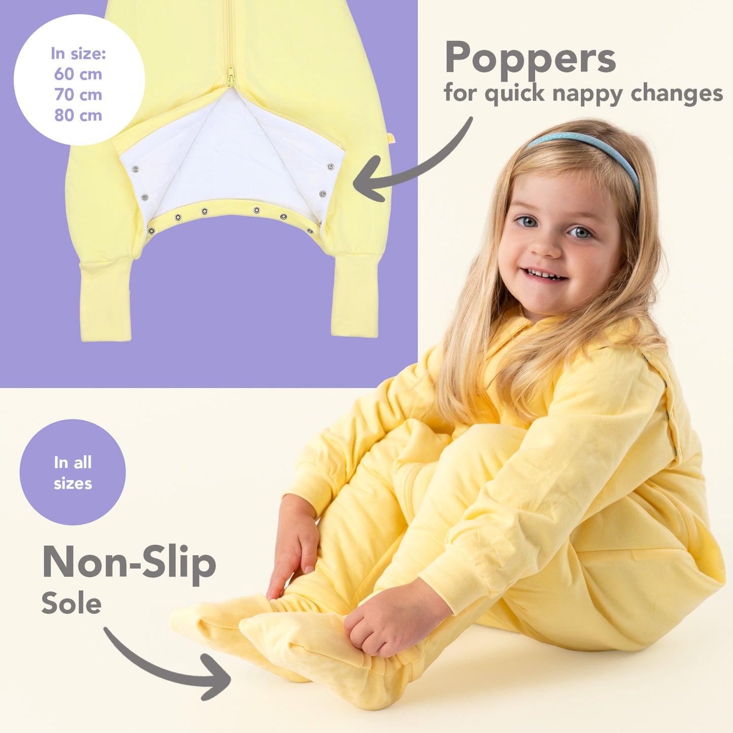 Sleeping Bag with Feet & Foldable Feet Covers - 2.5 TOG