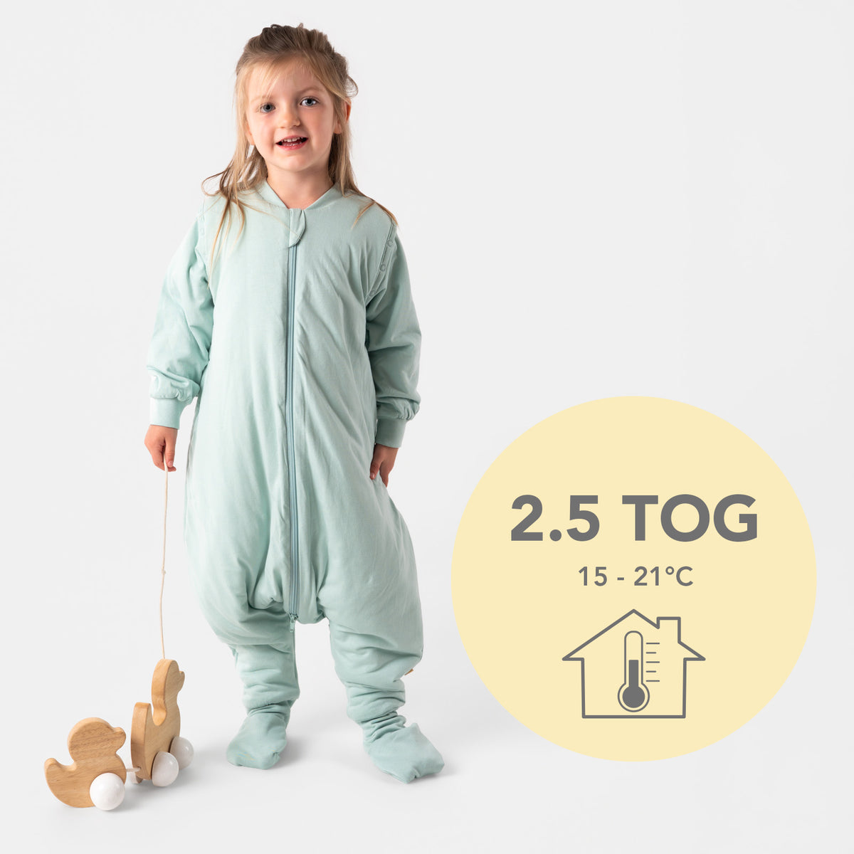 Sleeping Bag with Feet & Foldable Feet Covers - 2.5 TOG_Sage_TOG_1202