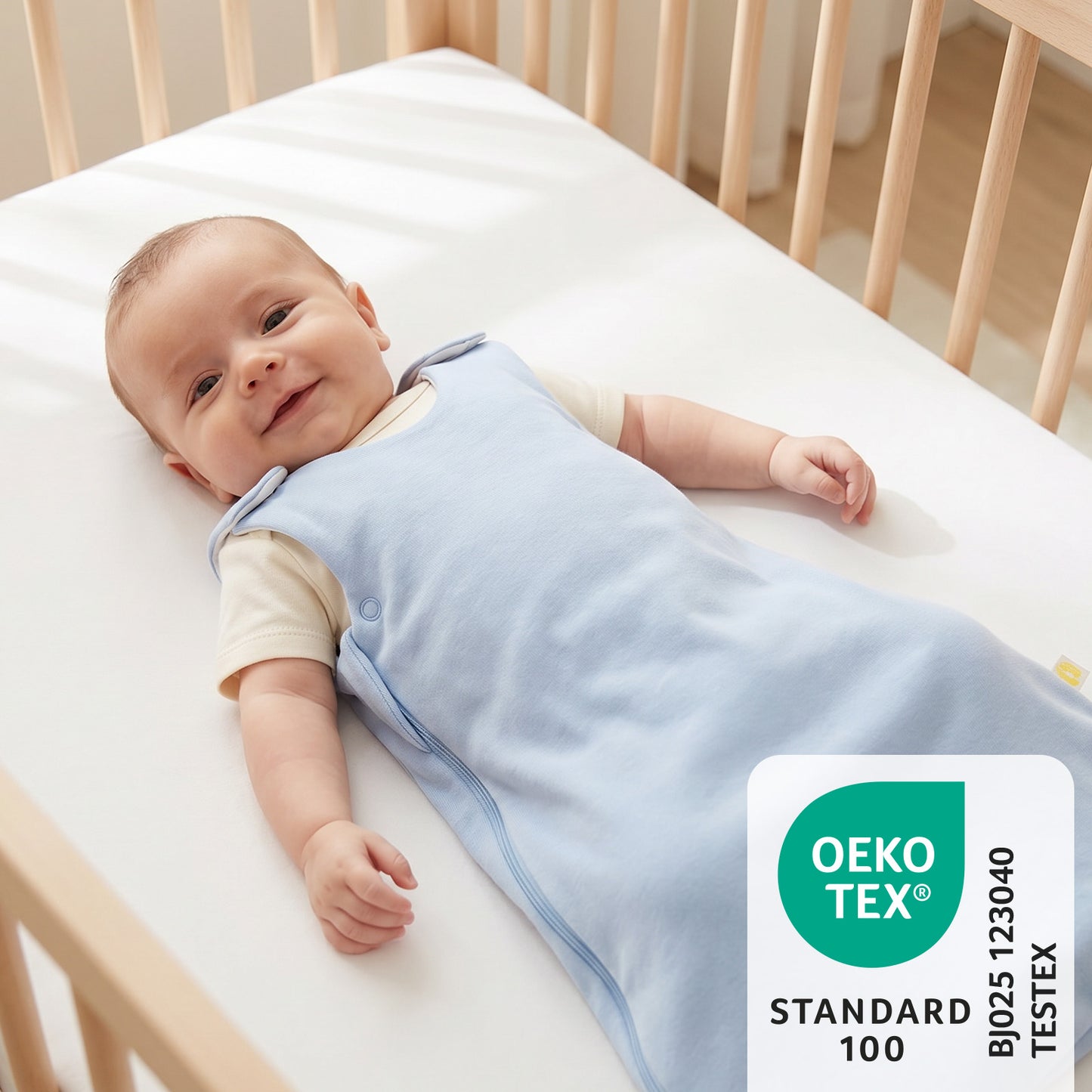 Baby Sleeping Bag - 1.0 TOG_Powder Blue_OEKOTEX_1206