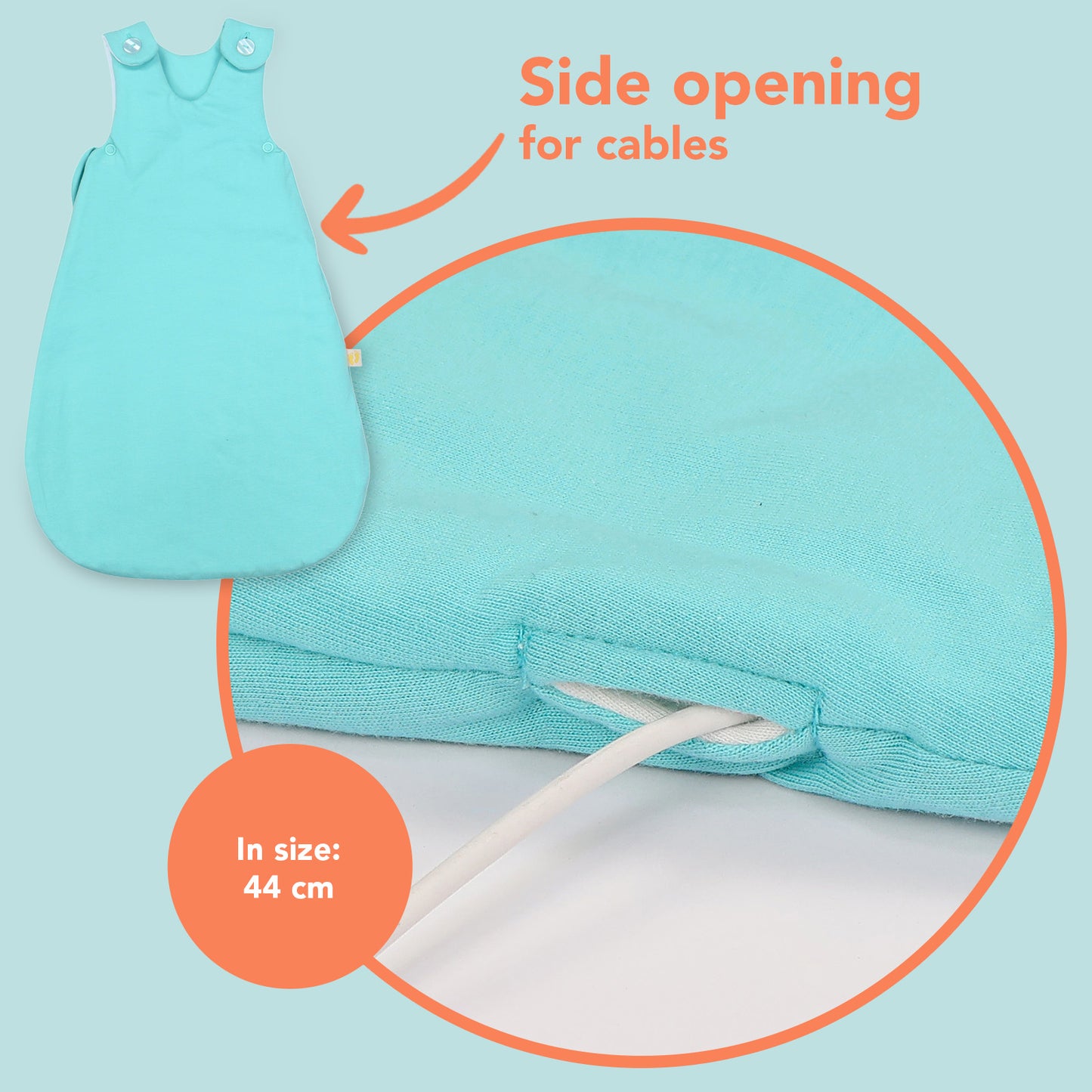 Baby Sleeping Bag - 2.5 TOG_Aqua_detail3_1207