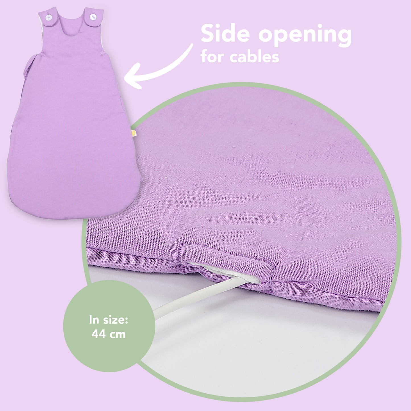 Baby Sleeping Bag - 2.5 TOG_Lilac_detail3_1207