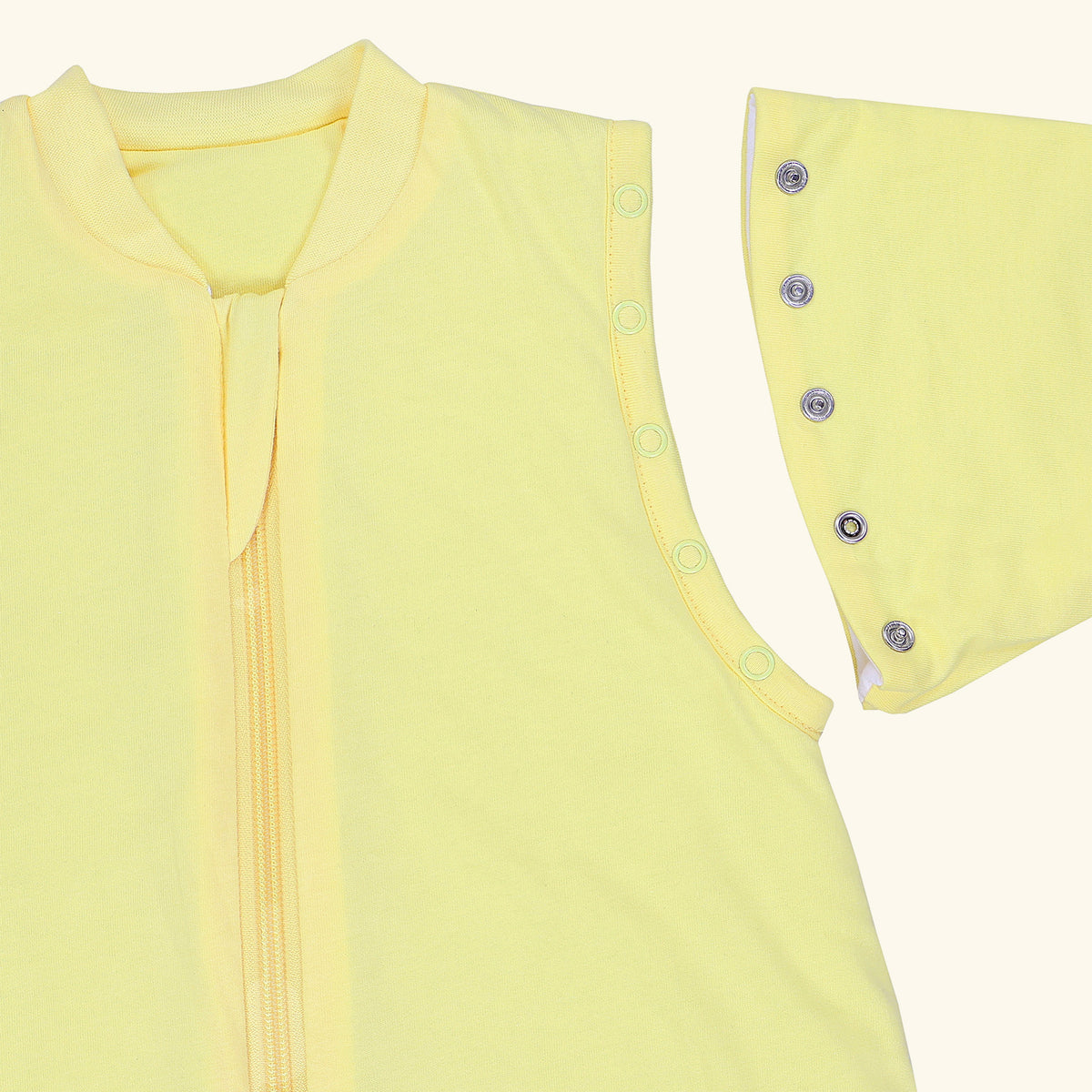 Sleeping Bag with Feet & Foldable Feet Covers - 3.5 TOG_Soft Yellow_sleeve area_1209