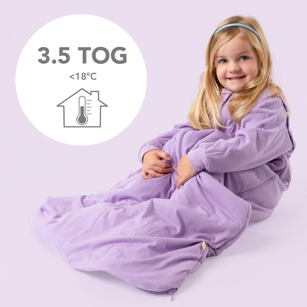 Long Sleeve Baby Sleeping Bag - 3.5 TOG_Lilac_TOG_1210