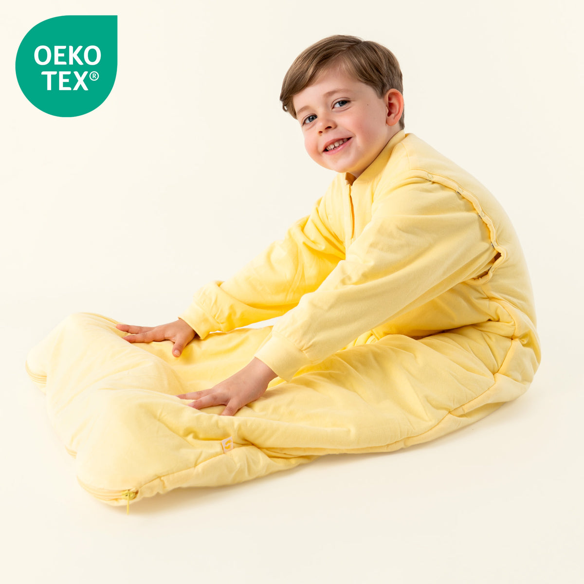 Long Sleeve Baby Sleeping Bag - 3.5 TOG_Soft Yellow_OEKOTEX_1210