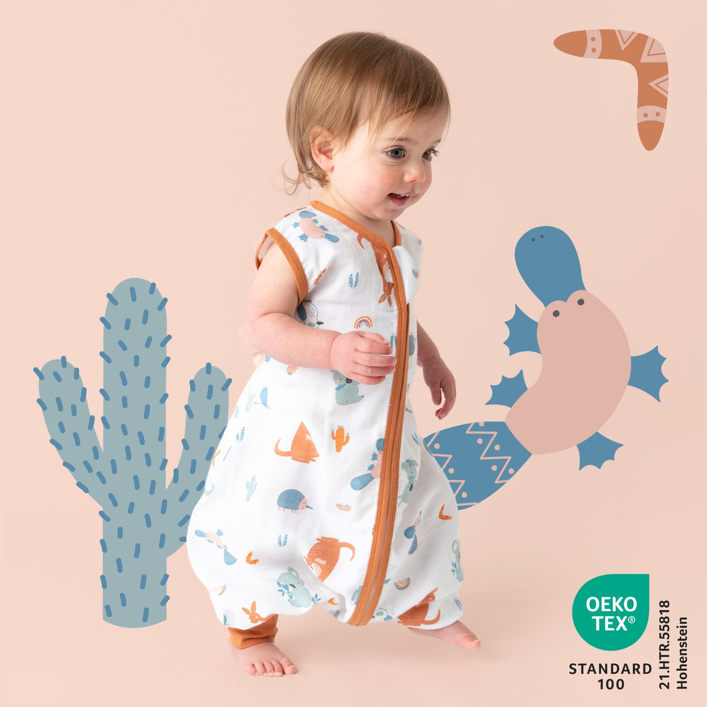 Muslin Sleeping Bag with Feet - 0.5 TOG_Kangaroo_412_2